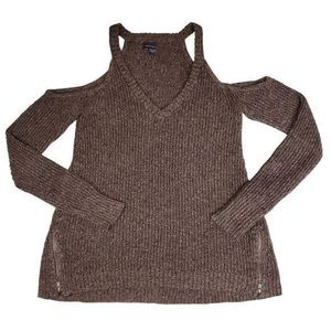 American Eagle Outfitters brown sweater cutout / cold shoulder size S